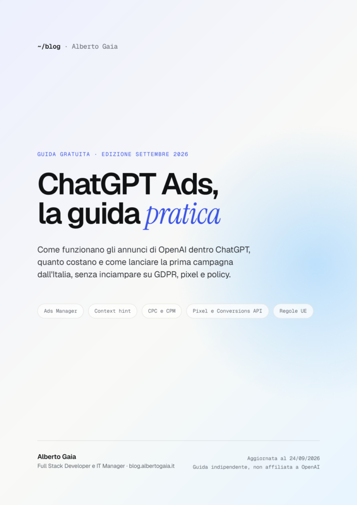 Copertina della guida ChatGPT Ads, la guida pratica, edizione settembre 2026